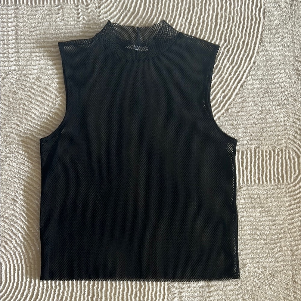 Zara Black Fitted Tee with Mandarin Collar